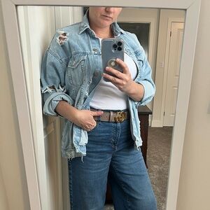 Zara distressed oversized jean jacket